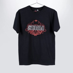 TAMA Black T-shirt with white-red Tribal logo (L)
