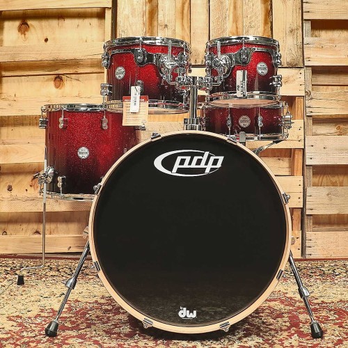 DW PDP Concept Maple CM5 (Red to Black Sparcle)